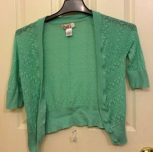 SO crop teal cardigan